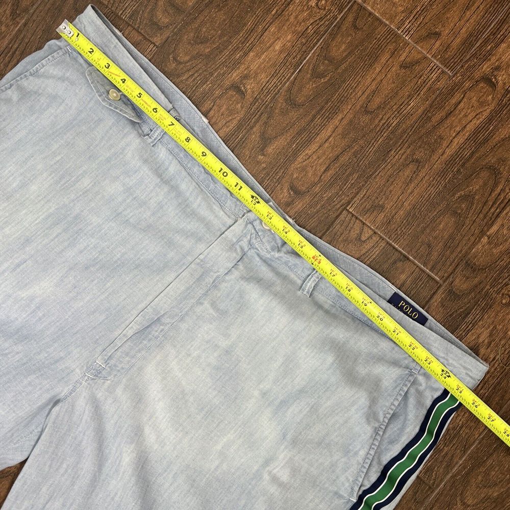 MENS POLO RALPH LAUREN BLUE‎ CHAMBRAY RIBBON TUXEDO STRIPE CHINO WALK SHORTS 50 - Picture 13 of 16